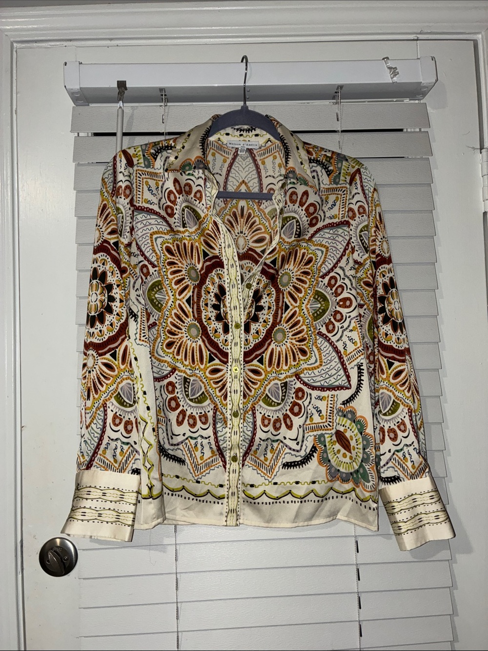 Cream Floral-Mandala Button-Down Shirt